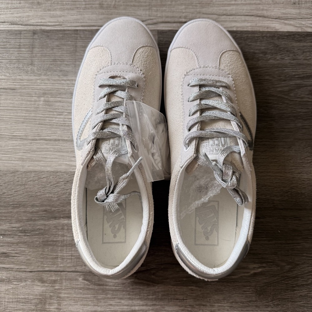 Vans Off The Wall Suede Low Top Mens 9 Light Beige Metallic Gray Casual Shoe - Picture 2 of 8